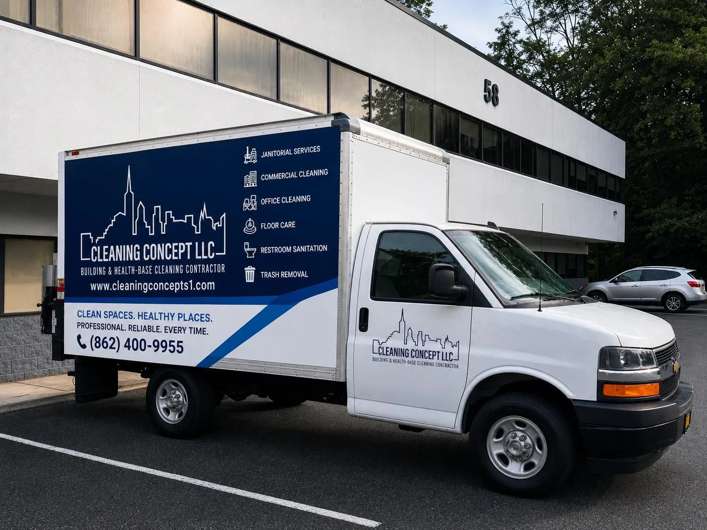 Cleaning Concept LLC box truck ready for commercial hauling and medical supply delivery
